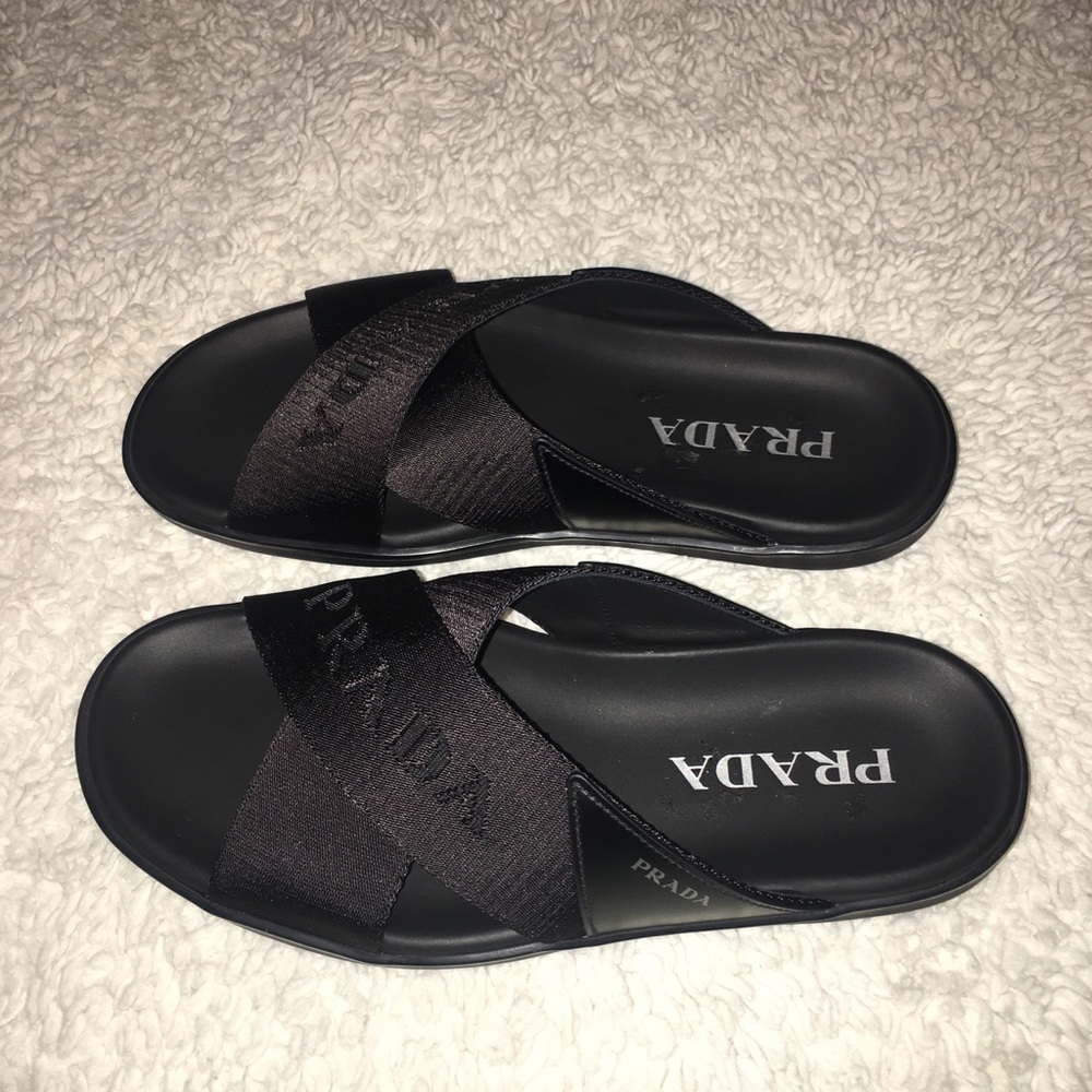 Prada Black Slides